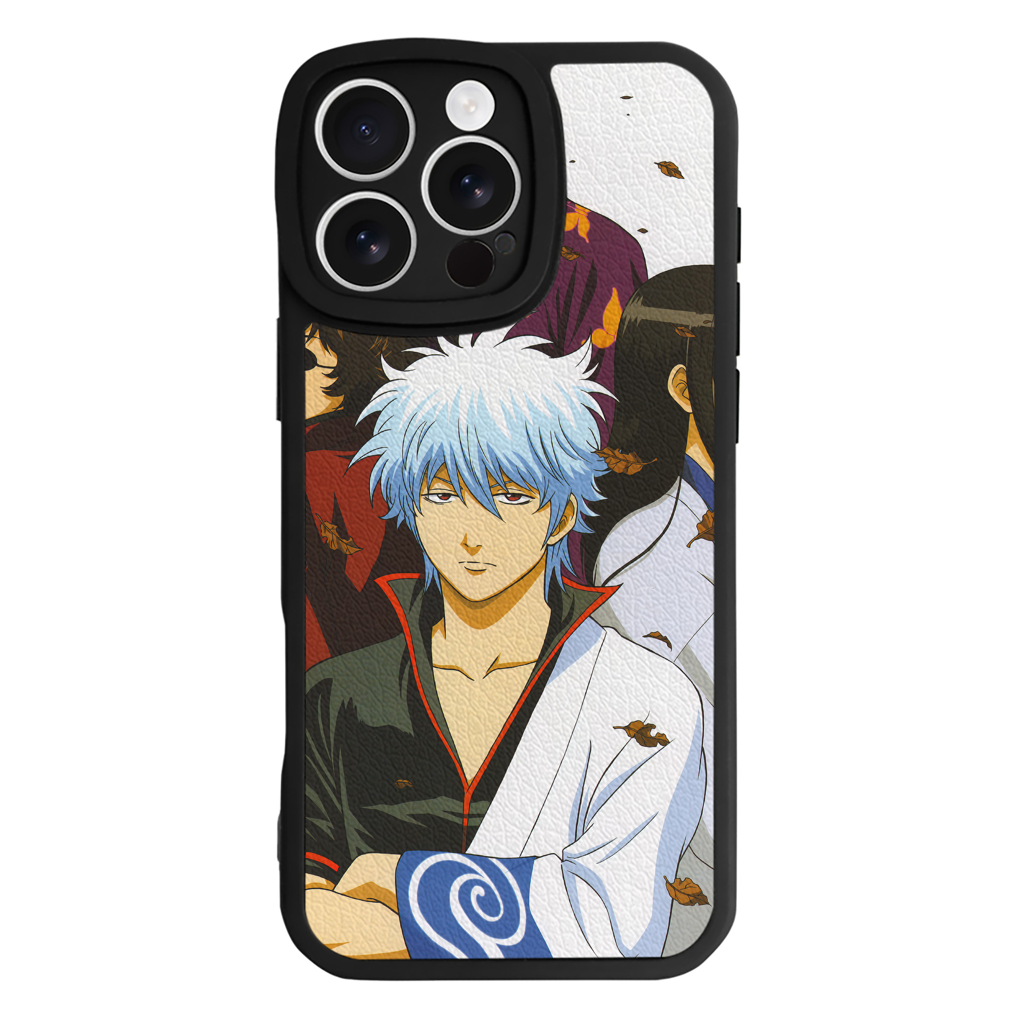 （画像用） ぎんたま 坂田銀時（さかたぎんとき） 神楽 志村新八（しむら しんぱち） GINTAMA Sakata Gintoki Kagura Shimura Shinpachi 【iPhone 16シリーズ対応】シリコンスマホケース（レザー調） 材質：シリコン